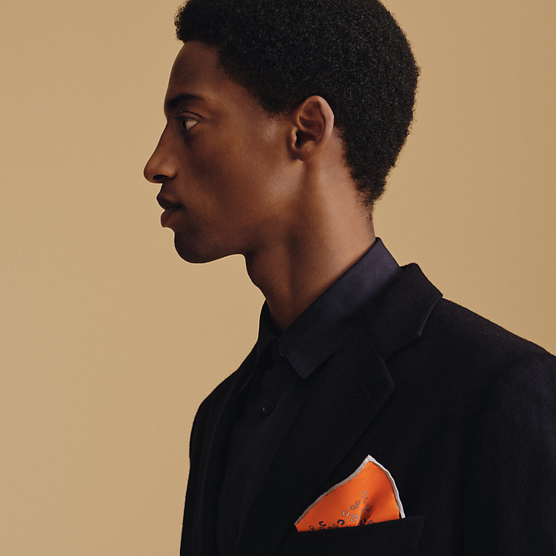 エルメス、ポケットチーフ、シルク ポケットチーフ “ヴィンテージ”シルク 45 《メタル・アン